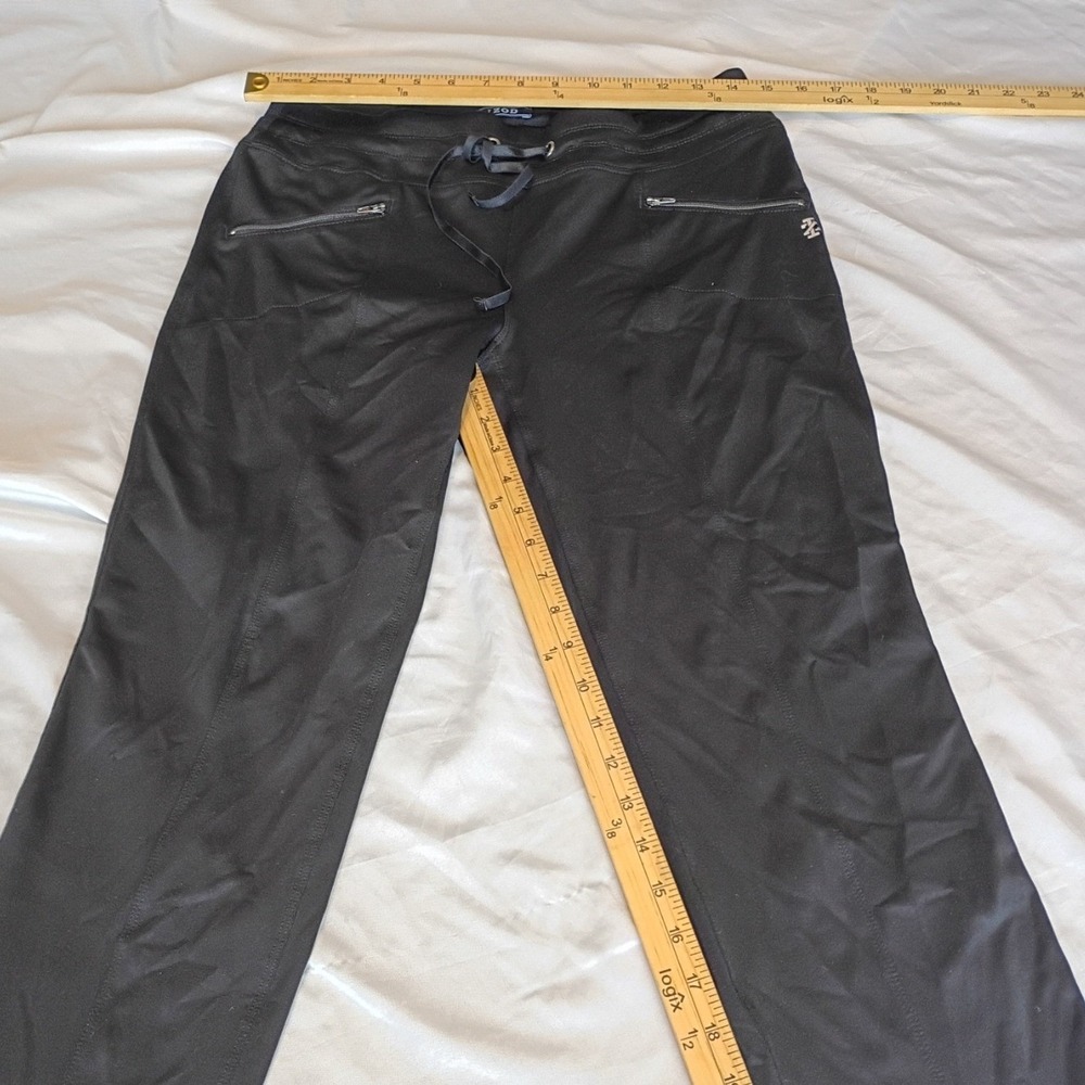 IZOD Sport Activewear Pants Womens M Black Excellent Zip Pockets Drawstring